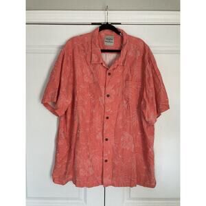 Disney Parks Tommy Bahama Shirt XXXL Orange Hawaiian Silk Mickey Mouse Floral